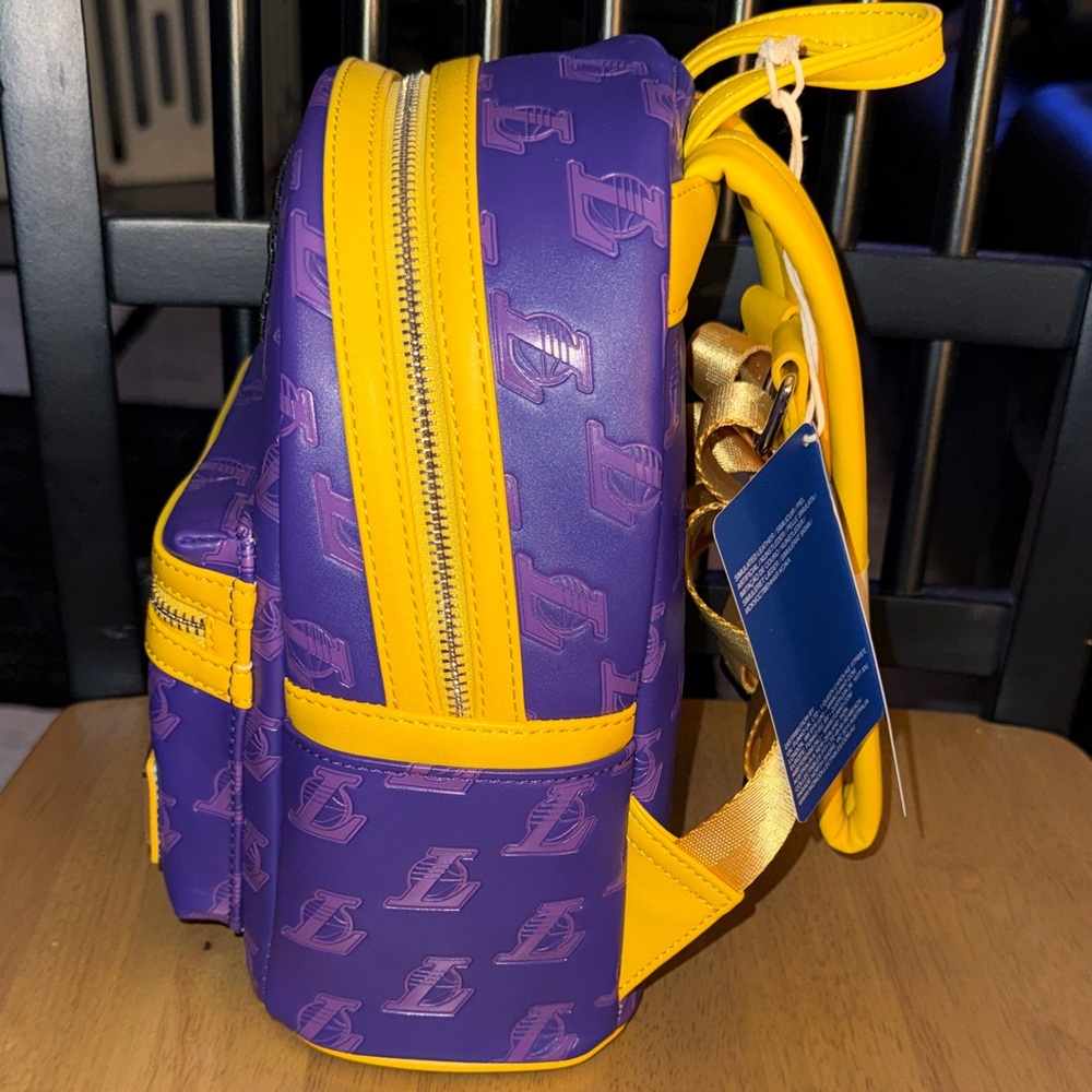 Loungefly Lakers Purple and Yellow Kids Backpack - Picture 2 of 5